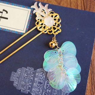 Retro Shell Fringed Hair Stick Hair Stick - Gold - One Size