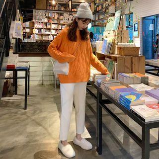 Round-neck Long-sleeve Loose-fit Knit Top