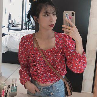 Floral Chiffon Top Red - One Size