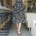 Ruffled-detail Floral-pattern Chiffon Skirt