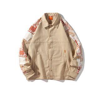Patterned Panel Shirt Jacket