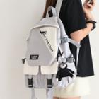 Two-tone Buckled Nylon Backpack / Bag Charm / Set