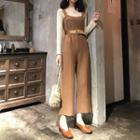 Pinafore Wide Leg Jumpsuit With Belt