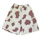 Cow Print Wide Leg Shorts Pink & White - One Size