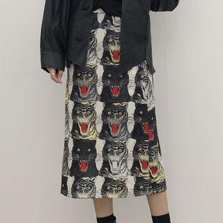 Animal Print Midi Skirt