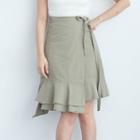 Asymmetric Plain Ruffle A-line Skirt