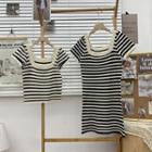 Square-neck Striped Knit Top / Dress