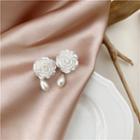 Rose Pendant Faux Pearl Earring