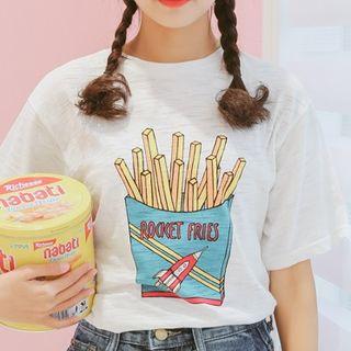 Fries Printed Loose-fit Short-sleeve Top