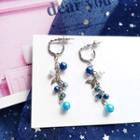 Alloy Fish Tail Bead Dangle Earring 1 Pair - Stud Earrings - Blue & Silver - One Size