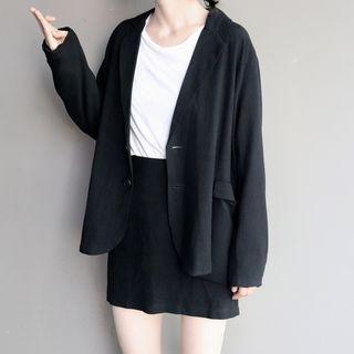 Buttoned Blazer / A-line Skirt