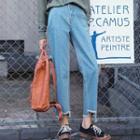 Fray-hem Straight-cut Cropped Pants