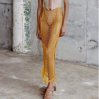 Knit Cut-out Maxi Bodycon Dress Yellow - One Size