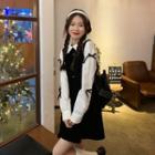 Mock Two-piece Bow Velvet Long-sleeve Dress