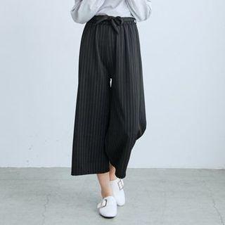High Waist Drawcord Wide-leg Pants
