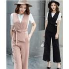 Set: Vest + Short-sleeve T-shirt + Cropped Pants
