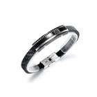 Fashion Simple Silver Black 316l Stainless Steel Geometric Tree Of Life Leather Bangle Black - One Size