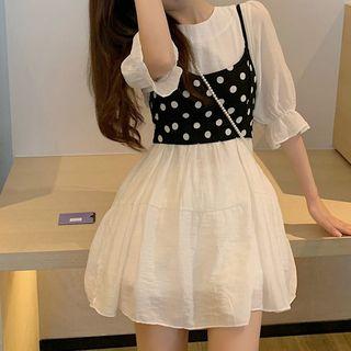 Dotted Camisole Top / Mesh Dress
