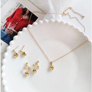 Alloy Heart Pendant Necklace / Dangle Earring