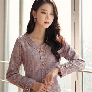Tall Size Button-front Sheath Dress
