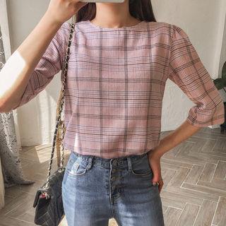 Tie-back Plaid Top