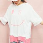 Smiley Face Print Mock Two Piece 3/4 Sleeve Hoodie