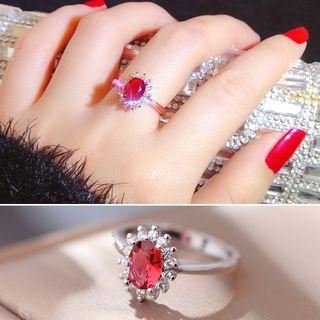 Faux Crystal Open Ring
