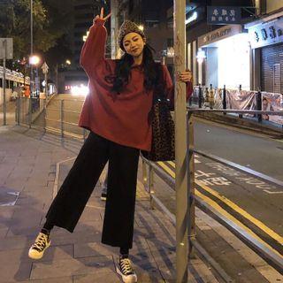 Collared Oversize Pullover / Cropped Wide-leg Pants / Set