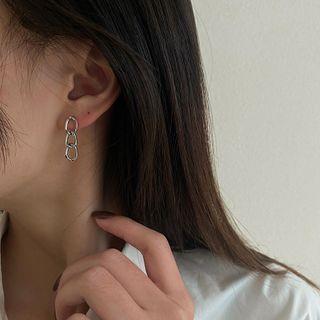 Alloy Chain Asymmetrical Dangle Earring 1 Pair - Silver Needle - Silver - One Size