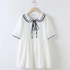 Embroidered Peter Pan Collar A-line Dress