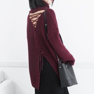 Reversible Loose-fit Turtleneck Knit Sweater