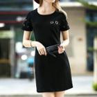 Buttoned Short-sleeve Dress