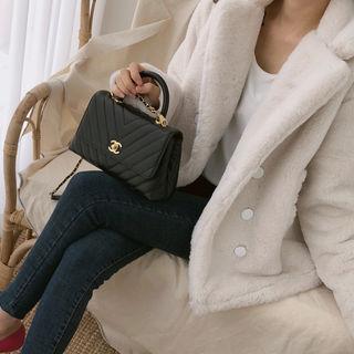 Buttoned Faux-fur Short Jacket Ivory - One Size