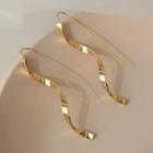 925 Sterling Silver Twist Dangle Earring 1 Pair - Gold - One Size