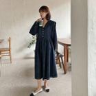 Sailor Collar Half-placket Denim Dress