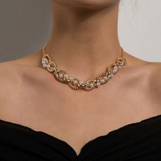 Faux Pearl Chunky Chain Choker