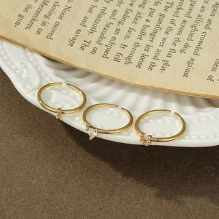 Rhinestone Alloy Open Ring 1pc - Rhinestone - Gold - One Size
