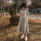 Gingham-collar A-line Pullover Dress