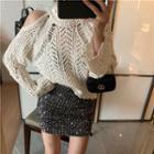 Loose-fit Knit Top / Glittered Slim-fit Skirt