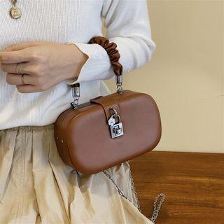 Faux Leather Shirred Strap Hand Bag
