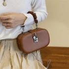 Faux Leather Shirred Strap Hand Bag