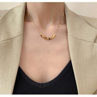 Cube Pendant Alloy Necklace Gold - One Size
