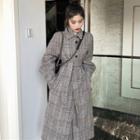 Plaid Buttoned Coat / Double-breasted Jumper Skirt