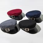 Buckled Faux Leather Military Cap