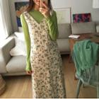 Long-sleeve T-shirt / Floral Print Midi Tank Dress