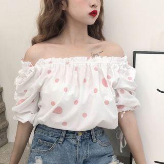 Off-shoulder Polka Dot Top
