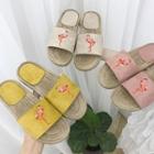 Flamingo Embroidered Slide Sandals