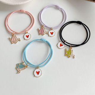 Origami Crane & Heart Pendant Hair Tie