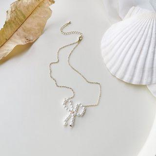 Faux Pearl Bow Necklace As Shown In Figure - One Size