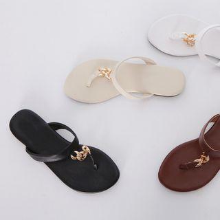 Toe-loop Chain-detail Slide Sandals